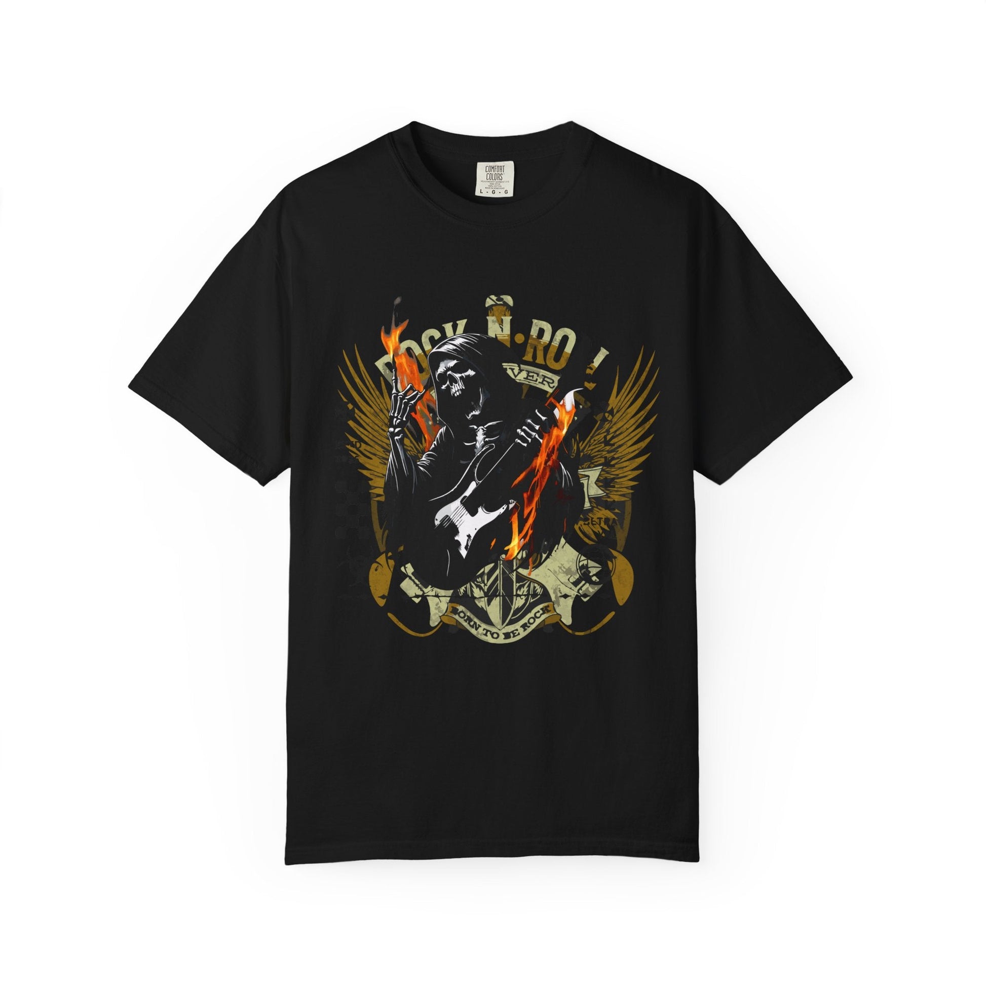 Rock 'n' roll guitar t-shirt for vintage metal music & concert lovers