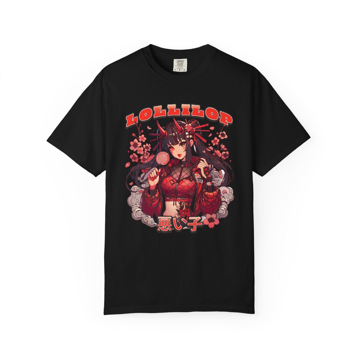 Devil lollipop girl teal t-shirt with anime girl design
