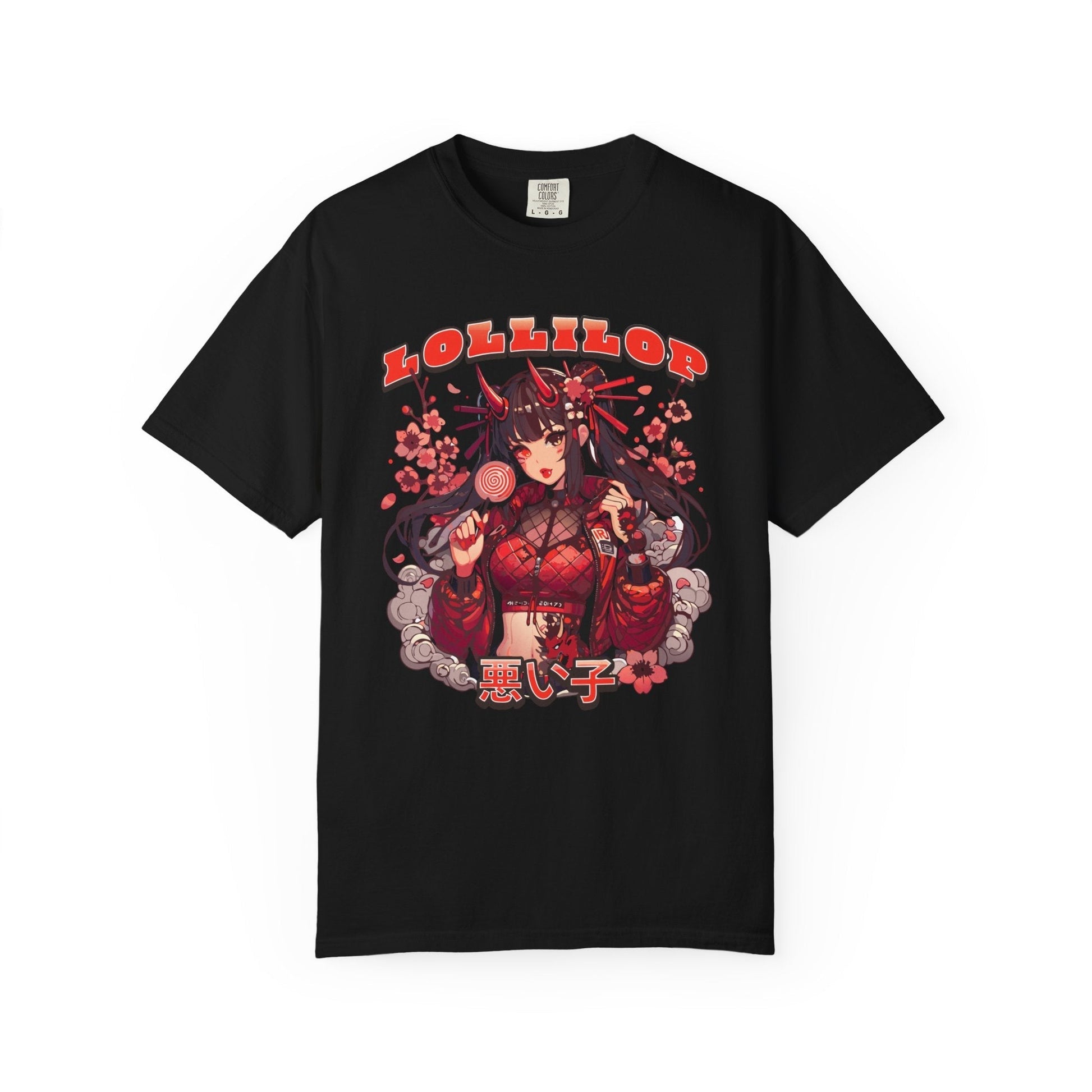Devil lollipop girl teal t-shirt with anime girl design